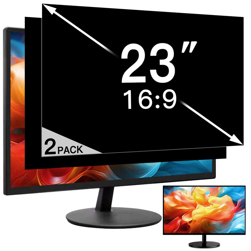 2 Pack 23 Inch Privacy Screen for Computer Monitor 16:9 Aspect Ratio, Eye Protection Anti Glare Computer Screen Cover, Removable Anti-Scratch Computer Screen Privacy Shield for 23'' Widescreen Monitor 2 PACK 23 Inch Privacy Screen (16:9）