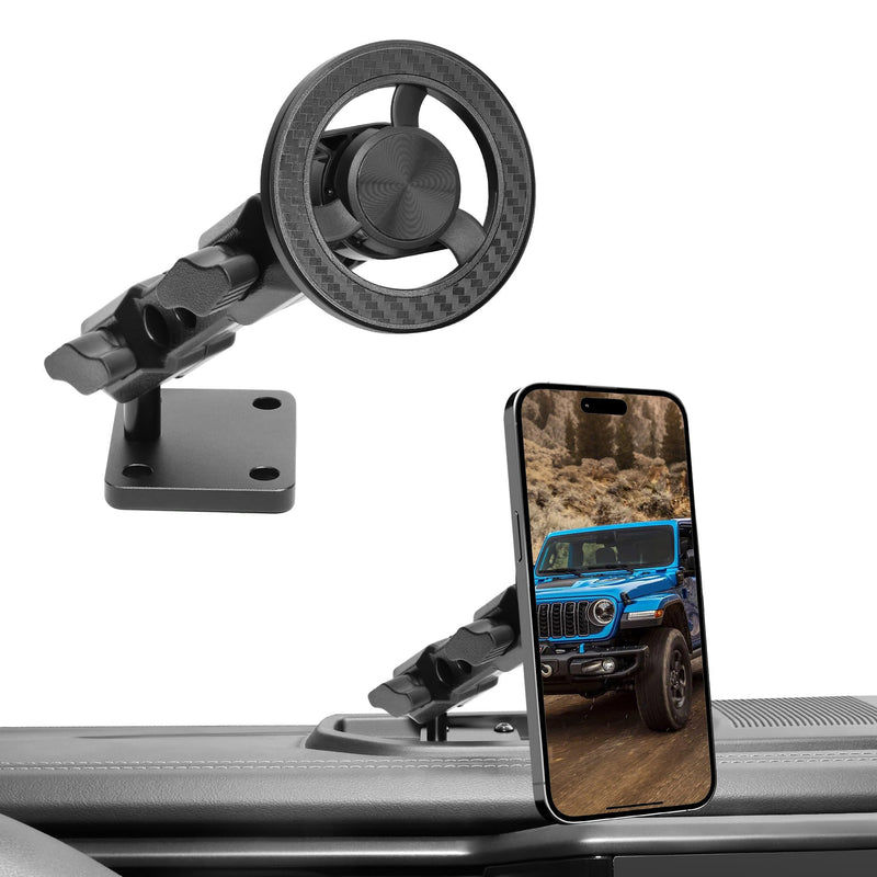 sukemichi Phone Mount for 2024 2025 2026 Jeep Wrangler, Dashboard Phone Holder Dash Mount for New Jeep Wrangler JL JLU 4XE Jeep Gladiator JT Accessories, Magsafe Phone Mount Fit 12.3" Screen