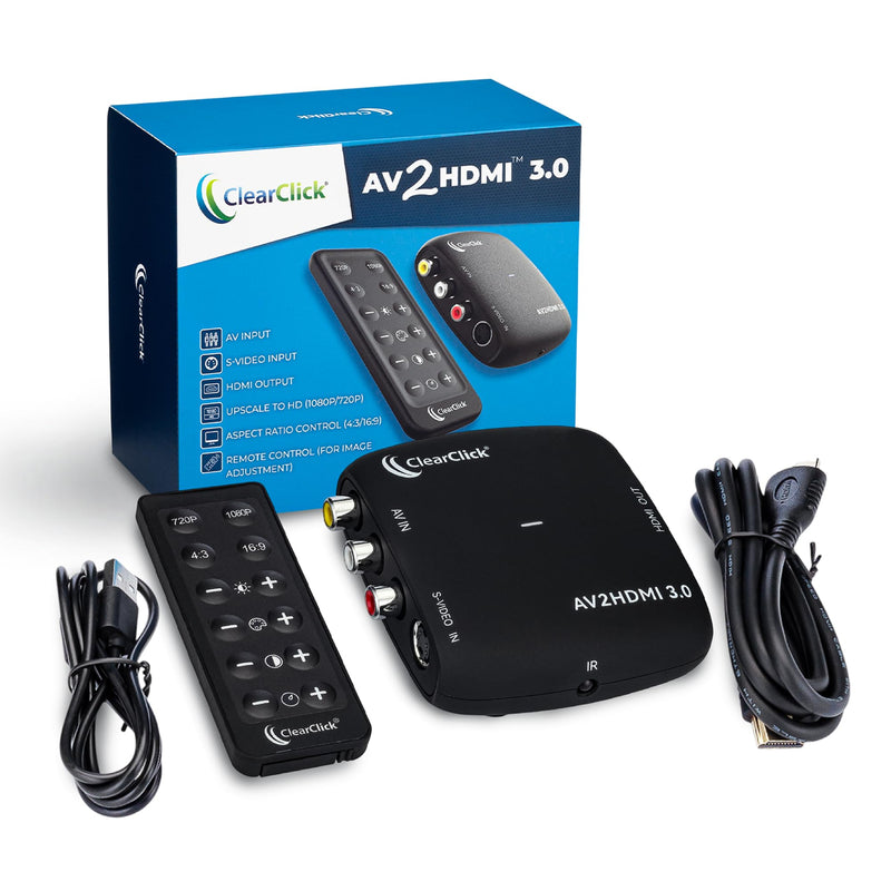 [AUSTRALIA] - ClearClick AV to HDMI Converter 3.0 (Third Generation) - 1080P RCA or S-Video to HDMI Upscaler - with Remote Control for Image Adjustment - VHS, VCR, Camcorder, DVD, TV, Gaming Systems, PAL, NTSC 