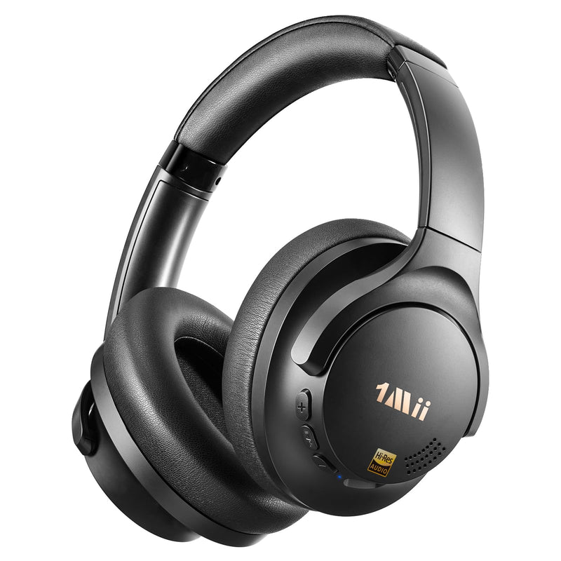 1Mii Y8 Active Noise Cancelling Headphones, Bluetooth 6.0 Headphones Wireless Over Ear, Hi-Res 75H Playtime, Volume Control, AI Voice Chat, Custom EQ via APP Comfort for Airplane & Home Office - Black