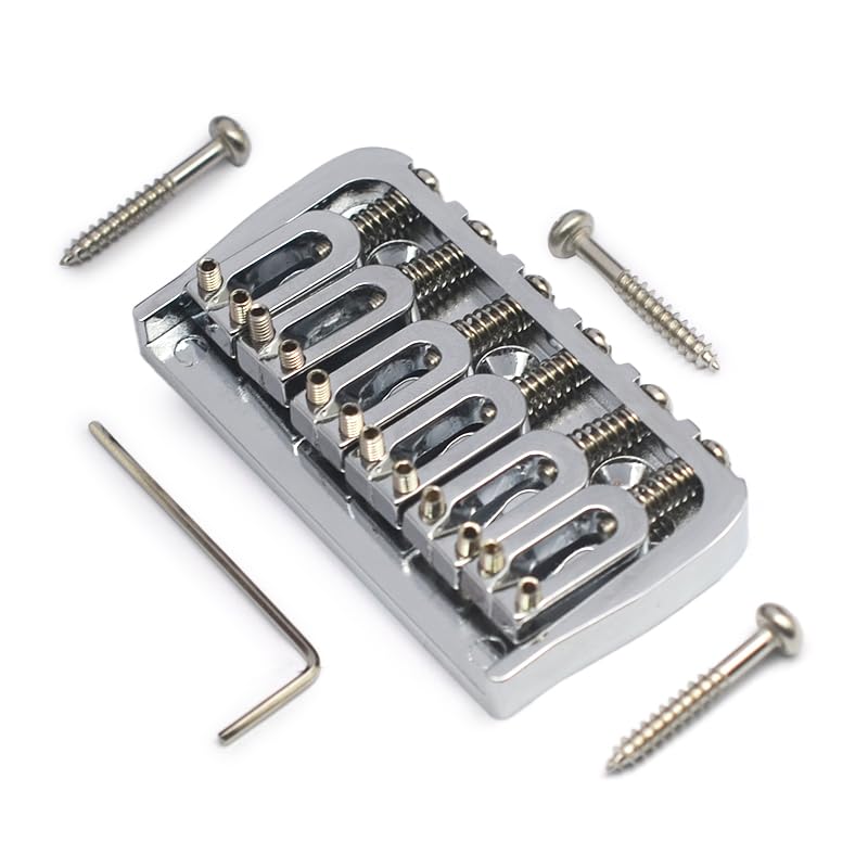 [AUSTRALIA] - MAXCHEER 6 String Guitar Fixed Bridge 72.8x38MM-10.6– Metal Hardtail Bridges Replacement Part for Electric Guitar (Chrome, 72.8mm) Chrome 