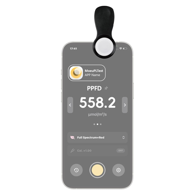[AUSTRALIA] - PAR (PPFD) Light Meter Clip for LED Grow Lights – Precision Diffuser with Dedicated iPhone App(MoeuPLTest), Full Spectrum + 660nm Included Free 