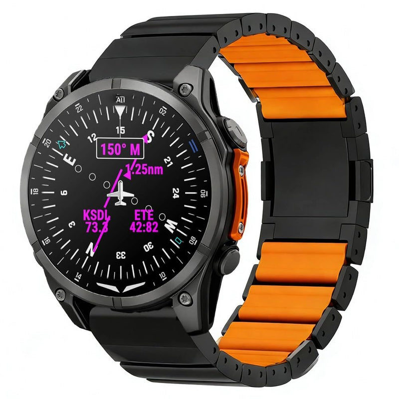 26mm Titanium Quickfit Watch Band with Hybrid Silicone Lining Compatible for Garmin Instinct 3 50mm/Fenix 8 51mm, 22mm No Gap Band for Fenix 8 47mm/E 47mm/Fenix 6 Pro, Anti-Slip, No Hair Pull black orange 26mm
