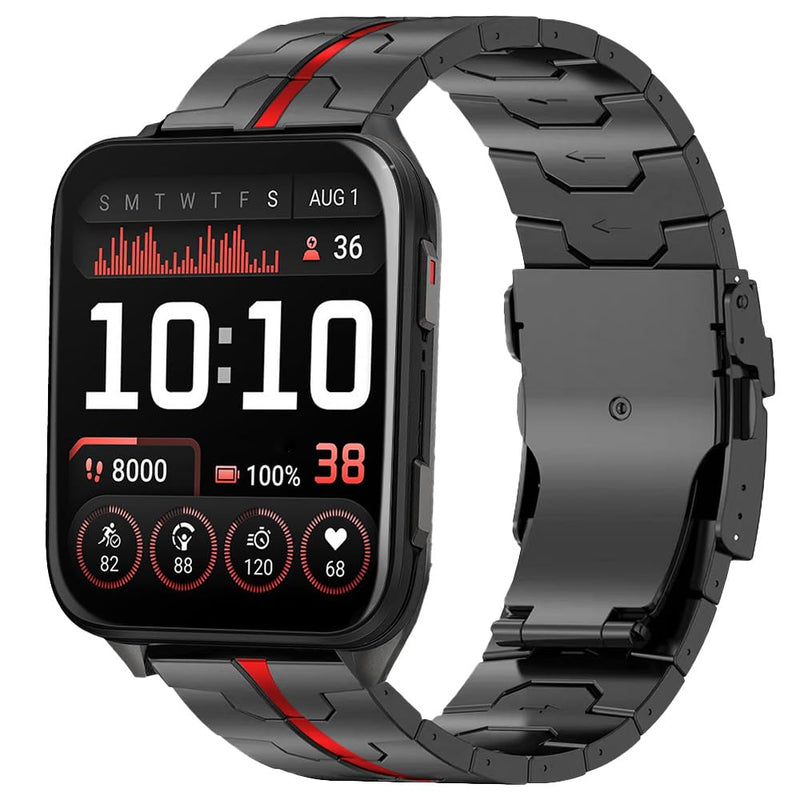 Titanium Metal Band for garmin venus X1, 24mm Quick Release Metal Watchband with Integrated Buckle Strap Replacement for Garmin Watch venu X1,Lightweight Skin-Friendly balck redd