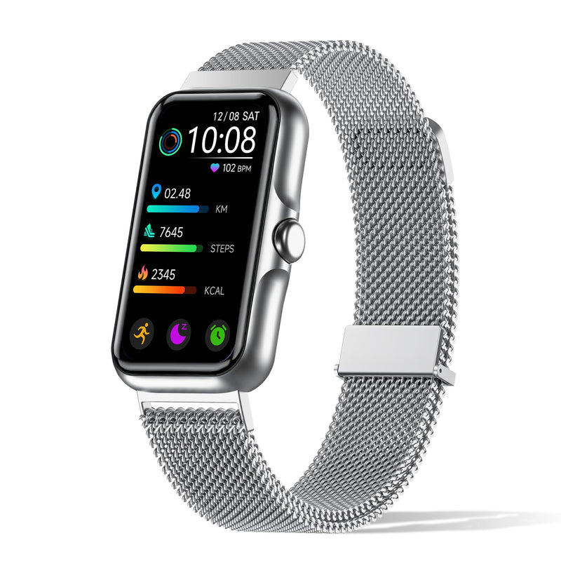 Fitness Tracker with 24/7 Continuous Heart Rate, Blood Oxy-gen Monitor, Smart Watch with Sleep Monitor, IP68 Waterproof Activity Tracker Step Counter for Women Men (Silver)