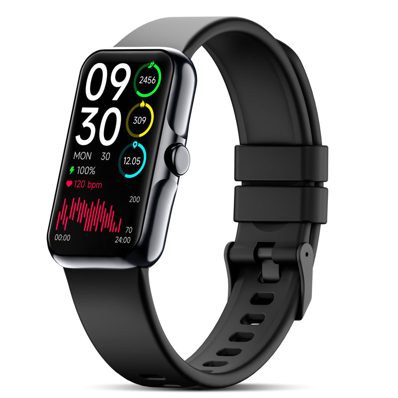 Fitness Tracker with 24/7 Continuous Heart Rate, Blood Oxy-gen Monitor, Smart Watch with Sleep Monitor, IP68 Waterproof Activity Tracker Step Counter for Women Men (Black)