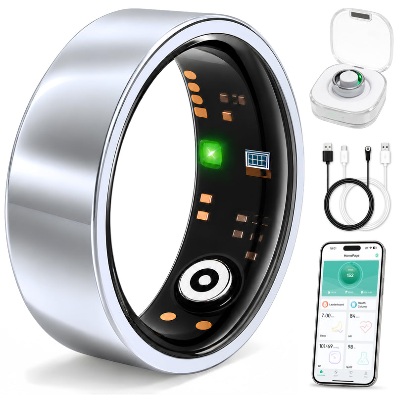 Smart Ring for Men & Women, Fitness Tracker, Sleep, Heart Rate, SpO2 | No subscription app, iOS & Android compatible, IP68 waterproof, sleep and naps, activity, women's health, family care.