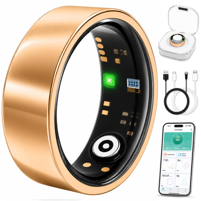 Smart Ring for Women & Men, Sleep and Stress Fitness Tracker (Rose Gold 9) | No Subscription Fee, iOS and Android, IP68 Water Resistance, Sleep and Naps, Activity Tracking, Women's Health, Family Care Rose Gold