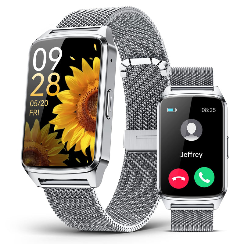 Fitness Activity Tracker for Women Men with Step Counter, Calorie/Distance/Sleep Monitor, IP68 Waterproof for Android iPhone, Silicone Smart Watch Smartwatch with 110+ Sport Modes (Silver) Silver