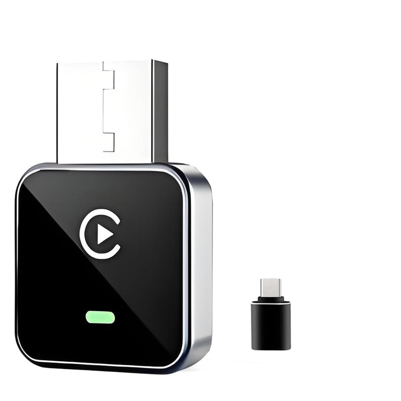 2-in-1 Wireless CarPlay Adapter for iPhone iOS & Android 11+, Plug and Play, Fast Auto-Connect, Realtek 8730E Chip Stable & No Latency, Wired to Wireless Adapter with USB-A/Type-C Port (CM101) Black