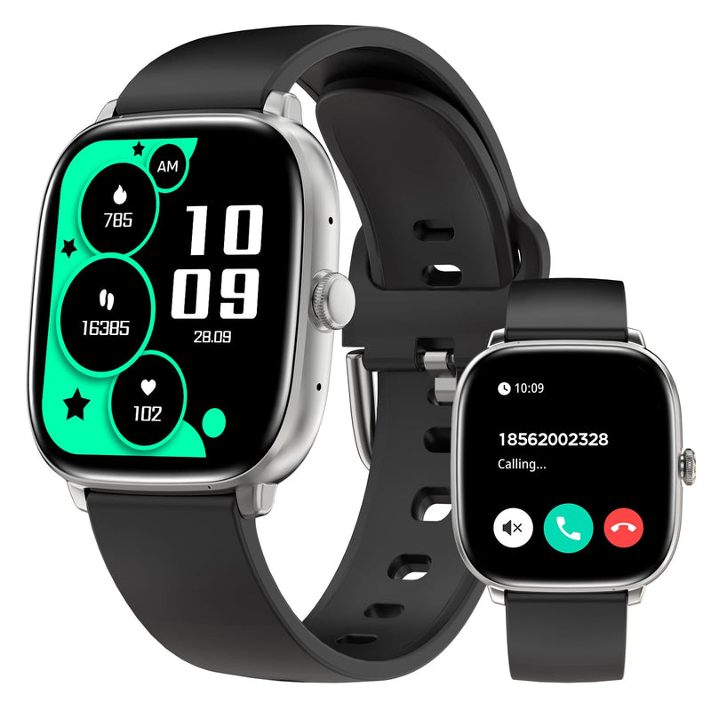 BRIBEJAT Smart Watches for Women Men, 1.75” AMOLED Touchscreen, Bluetooth Calling, Heart Rate/SpO2/Sleep Monitor, 10 Day Battery, IP68 Waterproof Finess Watch Compatible with iPhone Android (Silver) Silver 1.75"