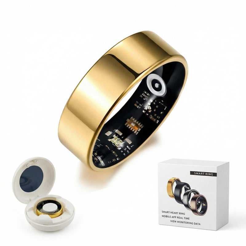 Smart Ring for Women & Men, Health & Fitness Tracker with 24/7 Heart Rate, Blood Oxygen, Sleep Monitor, IP68 Waterproof, Remote Camera Control, No Subscription Fee for iOS & Android (Gold, 11#) Gold 11#