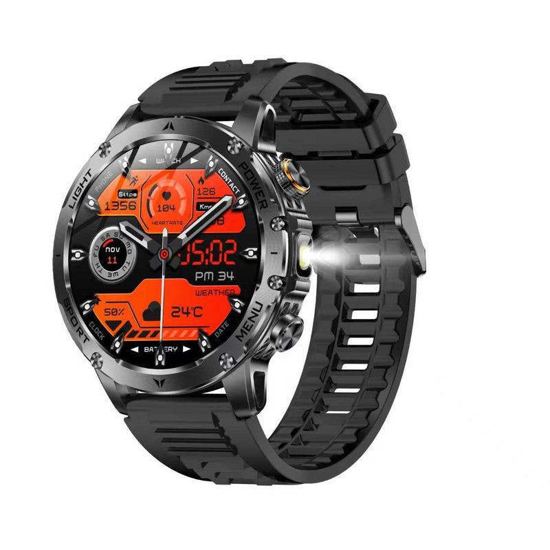 Military Smart Watch for Men, 1.7" HD Large Touchscreen Fitness Watch with 1000mAh Battery, LED Flashlight, 100+ Sports Modes, Heart Rate/Sleep Monitor IP68 Waterproof Watch for iOS Android, Silicone