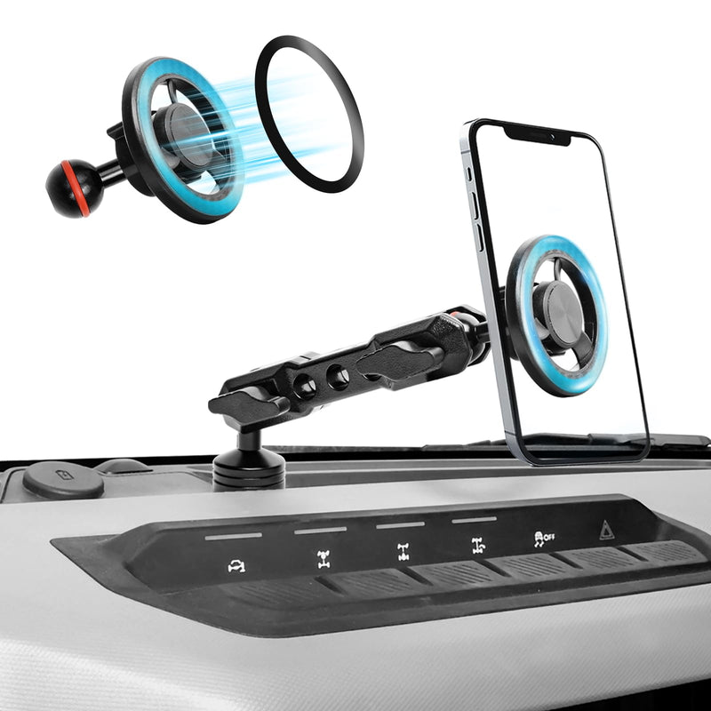 Phone Mount for Ford Bronco 2021-2026 2/4 Door | 360°Adjustable Magnetic Dashboard Phone Holder, MagSafe Dash Mount for Bronco Accessories (Not for Bronco Sport)