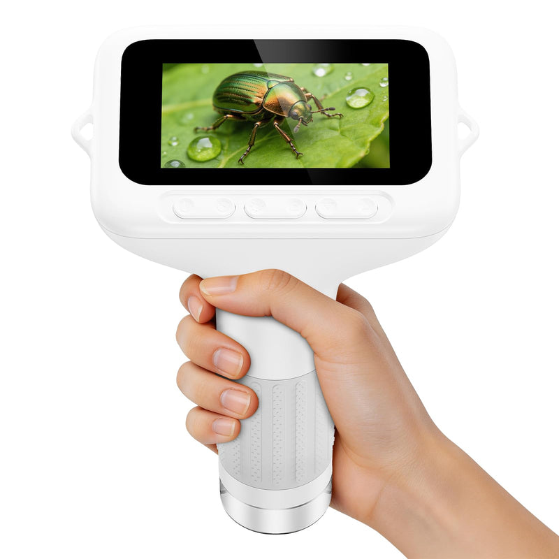 [AUSTRALIA] - 1000X Handheld Digital Kids Microscope with 3.0" IPS Screen, USB-Powered STEM Educational Science Toy with 8 LED Lights & Photo/Video Capture, Portable Learning Gift for Boys & Girls White 