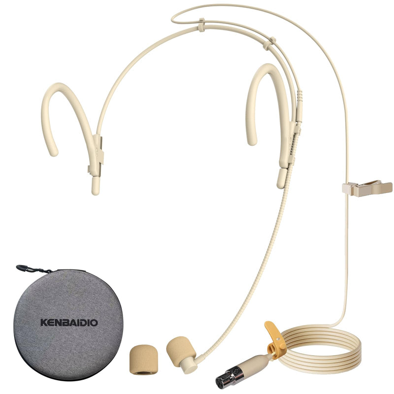 [AUSTRALIA] - Headset Headworn Microphone Professional Dual Over-Ear Hanging Earset Condenser Mic Compatible with Shure Wireless System Bodypack Transmitter for Performance Theater, Mini XLR 4 Pin TA4F Plug Mini XLR 4 Pin TA4F Plug for Shure Only 
