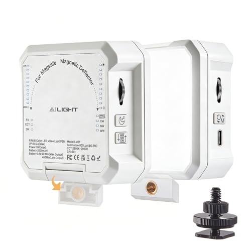 Ailight Magnetic LED Video Light, CRI 98+ 2500-9000K - White