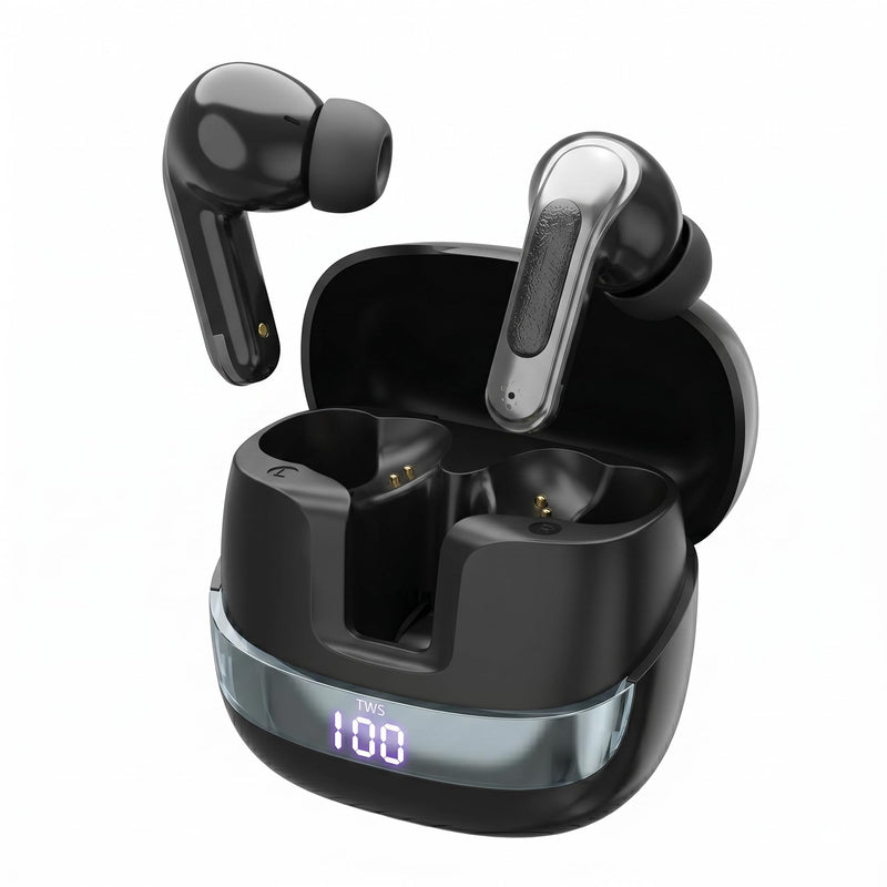 Wireless Bluetooth 5.4 Earbuds with LED Smart Display, ENC Noise Reduction,Touch Control, 13MM Driver, Deep Bass, for iPhone Samsung Google Pixel Android Phones Tablets