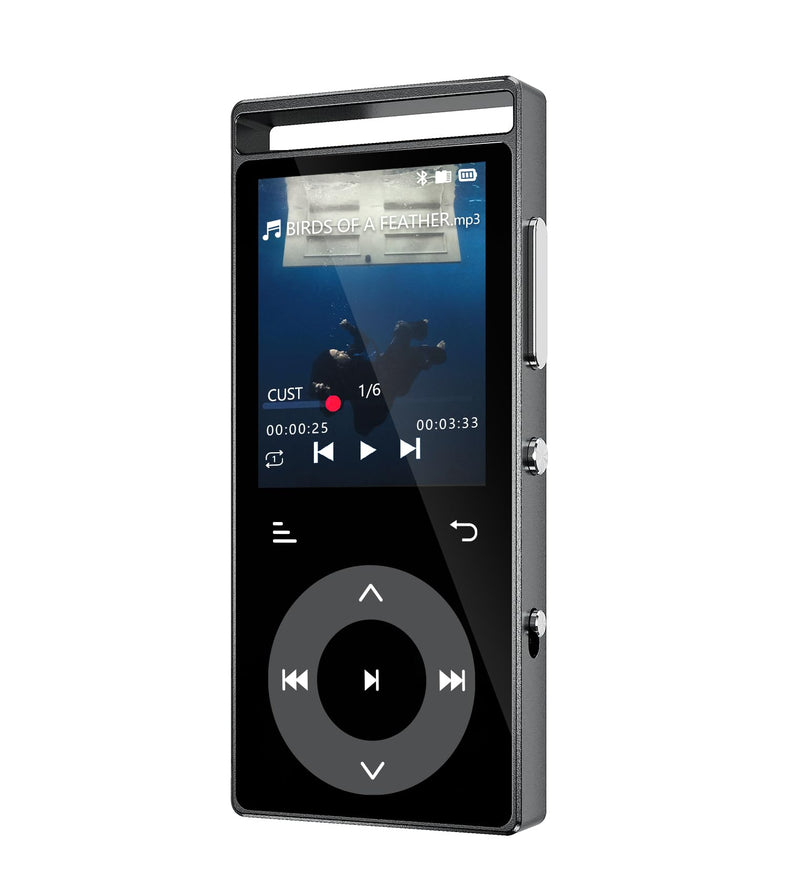 [AUSTRALIA] - 90G MP3 Player with Bluetooth 5.3, MP3 Players Build-in Touch Buttons, E-Book, Color Screen, HiFi Sound Portable Music Player for Kids,Supports up to 128GB, Earphones Included (Black) Black 