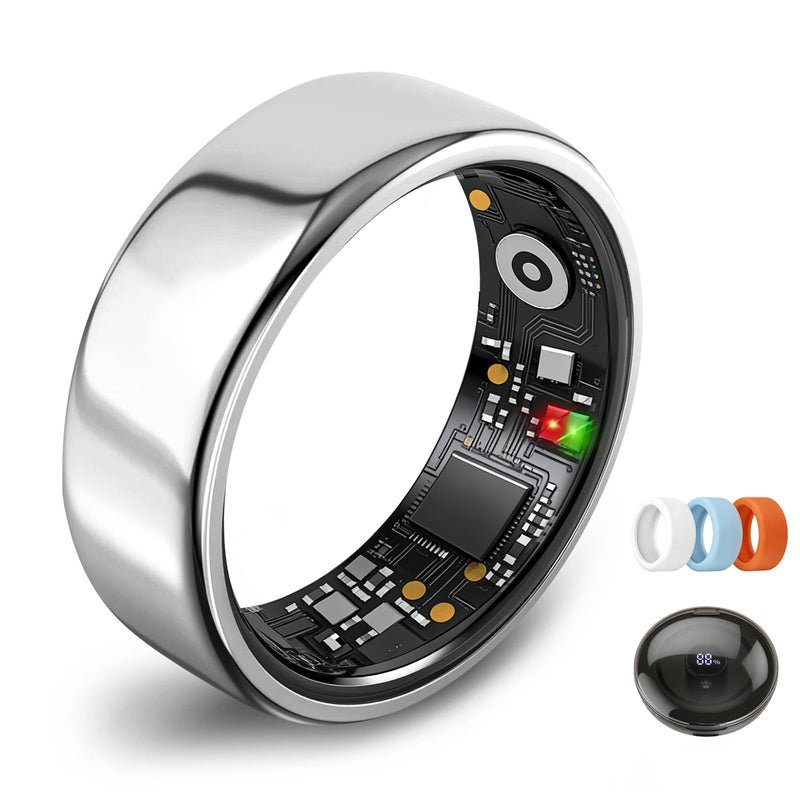 Smart Ring for Women Men,Fitness Tracker Ring,Heart Rate,Blood Oxygen,Step Tracker,Sleep Tracker,Meditation Assistance,No Subscription Fee,IP68 Waterproof,2026 New Holiday Gifts (Silver 8) Silver