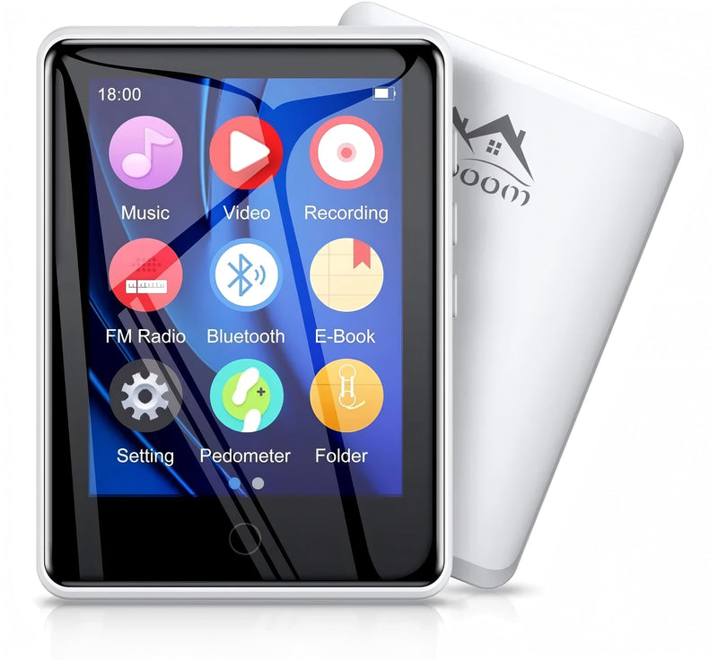 [AUSTRALIA] - MP3 Player 32GB with Bluetooth 5.0, Upgraded 2.8" Full Touchscreen Mp4 Mp3 Player with Speaker, Portable HiFi Lossless Sound Music Player for Walking Running, Supports up to 128GB TF Card (White) white 