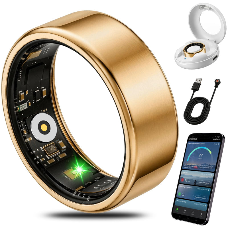 Smart Health Fitness Ring for Women & Men, Activity Tracker with Step Counter, Sleep Monitor & Stress Tracking, Waterproof, Compatible with Android & iOS, No Subscription Fee Rose Gold 7