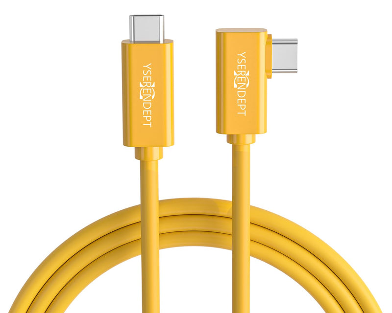 Fiber Optic USB C Tethering Cable 15FT, 10Gbps Right Angle Tether Cable with PD 60W & German SiliconLine Chip, Zero Latency & Zero Data Loss, High-Visibility for VR/Camera/Computer/Sony/Nikon/Canon