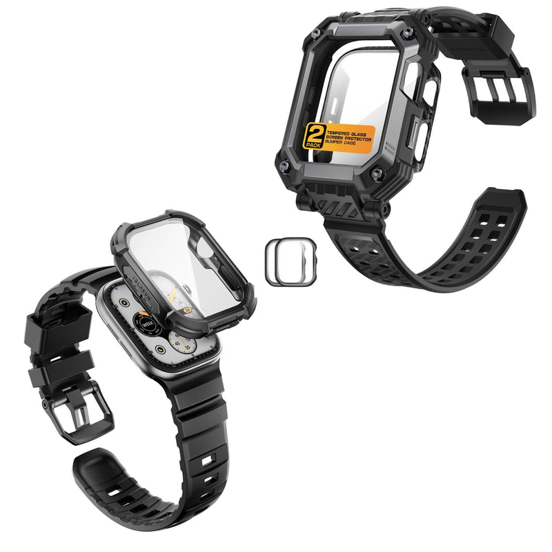 2X Bumper Band Cases with Tempered Glass Protector for Apple Watch Series 11/10 46mm