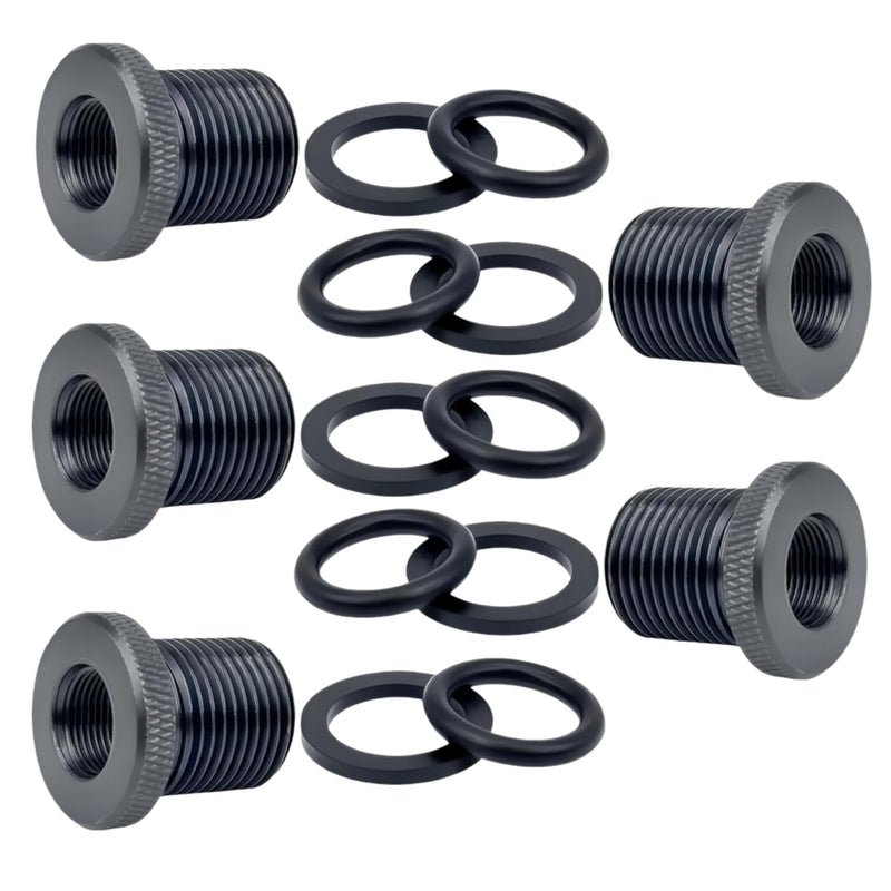 [AUSTRALIA] - 5 Pack Thread Adapters and 10 PCS Washers, 1/2 * 28-3/4 * 16, Black Durable black-4 