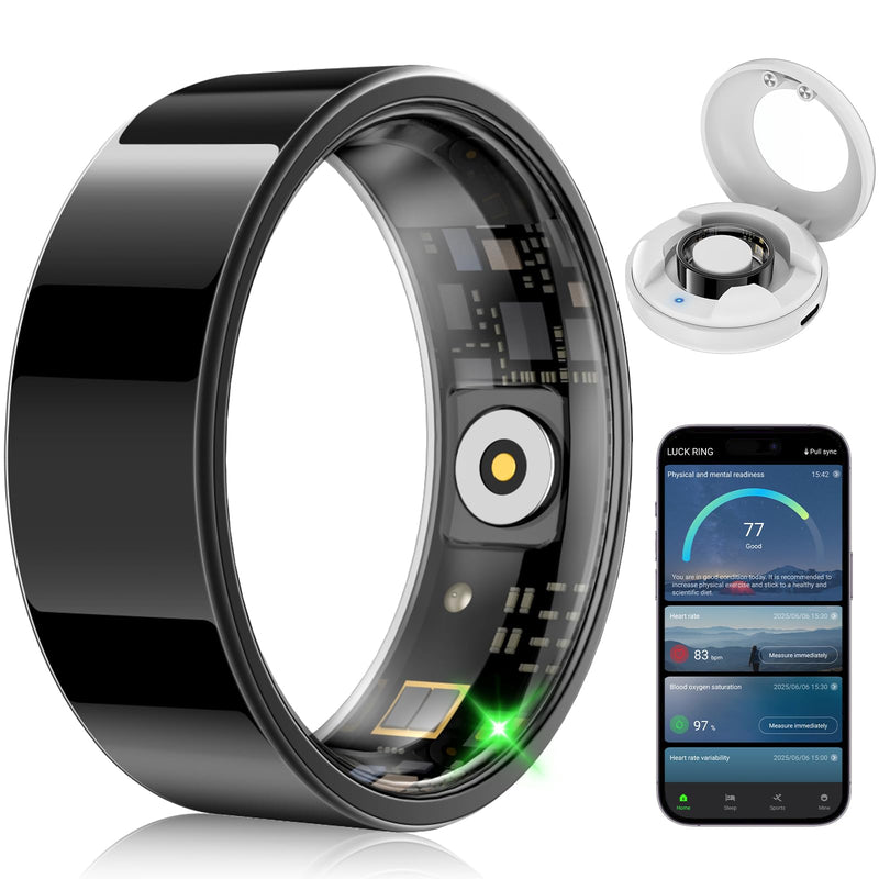 Fitness & Health Smart Ring for Men Women – Heart Rate, Blood Oxygen BLACK09B