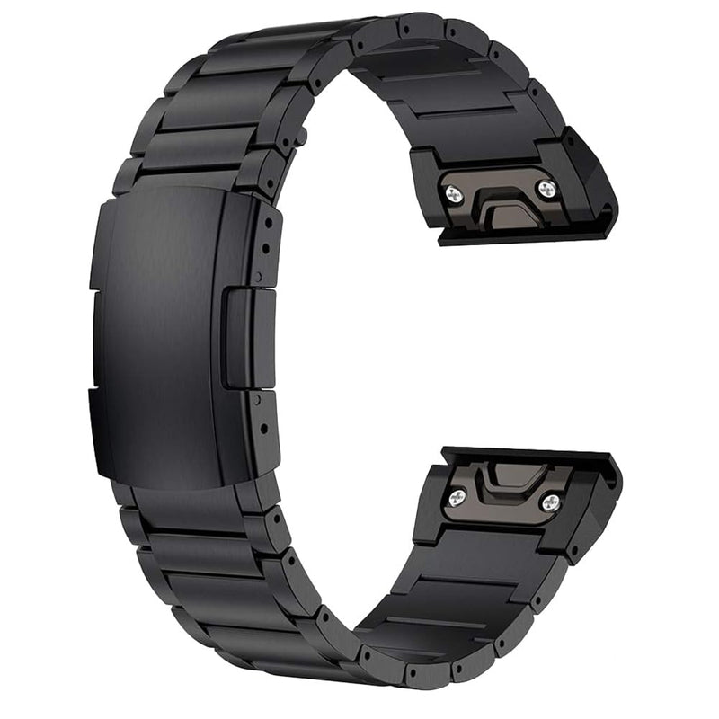 Titanium Watch Band for Garmin Fenix 8/7/7X/6/6X, 22mm 26mm QuickFit Metal Strap, Ultra-Lightweight & Hypoallergenic Band with No Gap Design & Secure Buckle for Fenix/Epix/Forerunner/Instinct/Tactix black