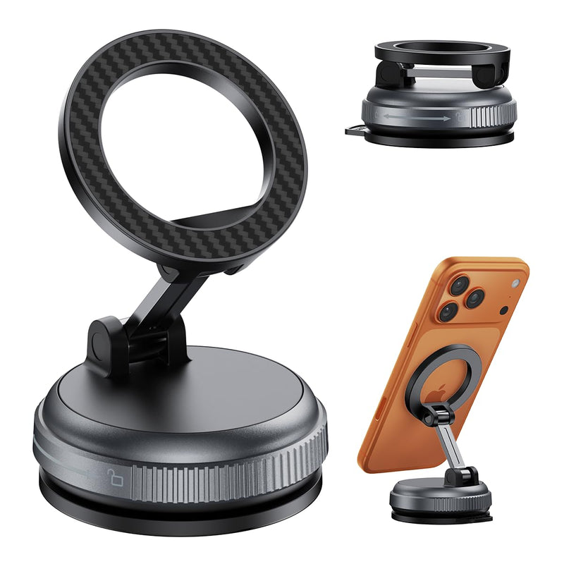 XO Simple is Beauty Upgraded Nano Gel Vacuum Magnetic Phone Holder,360°Rotation and Foldable Suction Phone Holder for Your Car,Compatible with iPhone17/16/15/14/13/12 and All Smartphones
