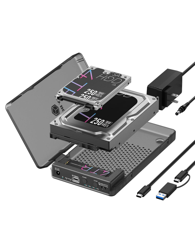 M.2 NVMe to SATA 2.5”/3.5” SSD/HDD Docking Station, ICY BOX USB-C 10Gbps Bidirectional Clone Station for M.2 NVMe SSD to SATA 2.5”/3.5” SSD&HDD, SATA to NVMe SSD Cloner&Reader, Offline Cloning 2 Bay NVMe+SATA Cloner
