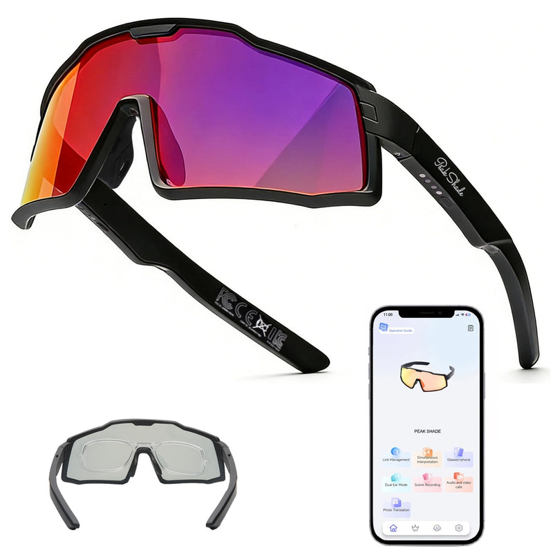 AI Smart Glasses with Open-Ear Audio, Orange Red | Bluetooth Sunglasses, Polarized UV400, Hands-Free Calls, Real-Time Translation, 133-Language, IP65 Waterproof,Cycling Running Matte Black Frame/ Orange Red Lens