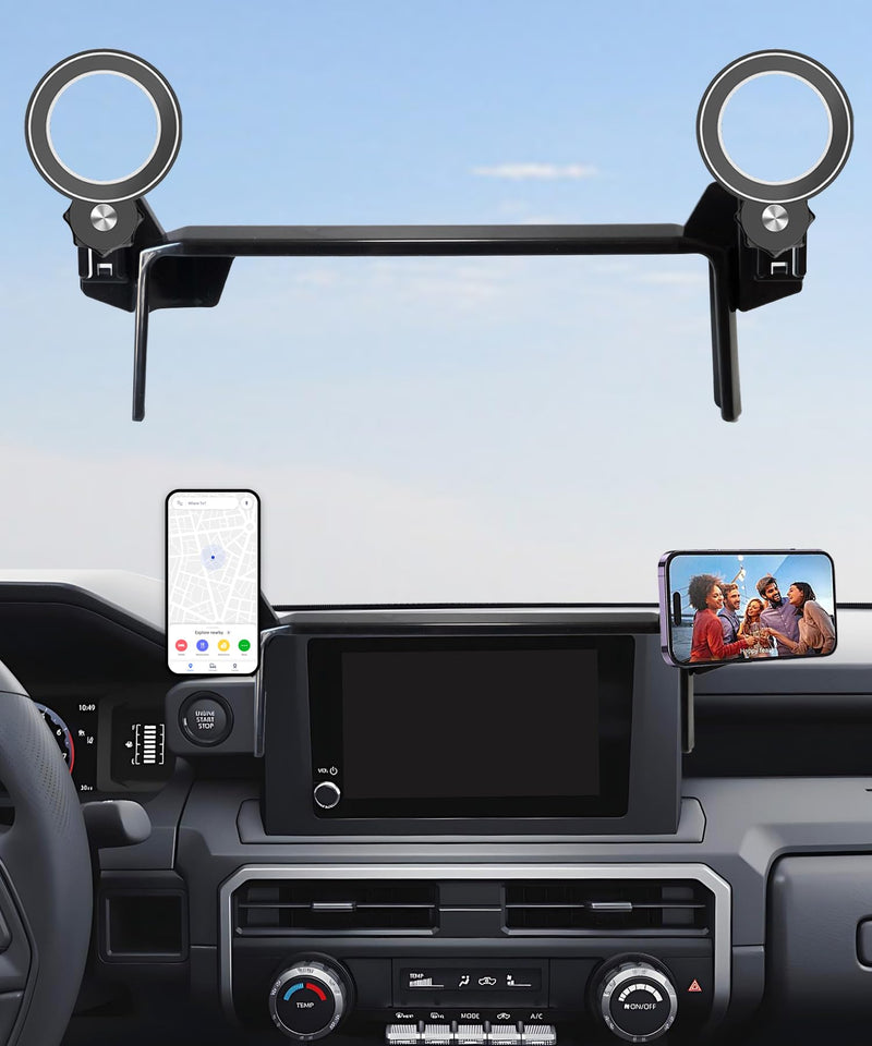 Car Phone Holder for Toyota Tacoma 2024-2026/4Runner 2025-2026 Accessories | 8" Screen Clip MagSafe Strong Magnetic Cell Phone Mount, Dual Slots Holders for Driver & Passenger,360° Rotatable Handsfree for Tacoma 2024-2026/4Runner 2025-2026 (8" Screen)