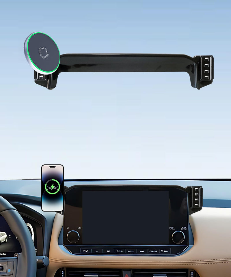 Car Phone Mount for Nissan Rogue 2021 2022 2023 9" Screen Accessories | MagSafe 15W Fast Wireless Charger Cell Phone Holder,360° Rotatable 3D Fit Navigation Clip-On Cradle,will Not Block Air Vents fit for 2021-2023 Nissan Rogue(9 Inch Screen)