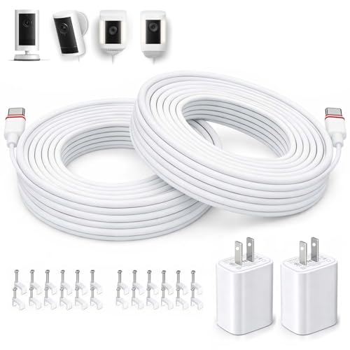 20FT Power Adapter for Ring Outdoor Cam Plus/Pro, Wired Mode, 2-Pack 20 FT