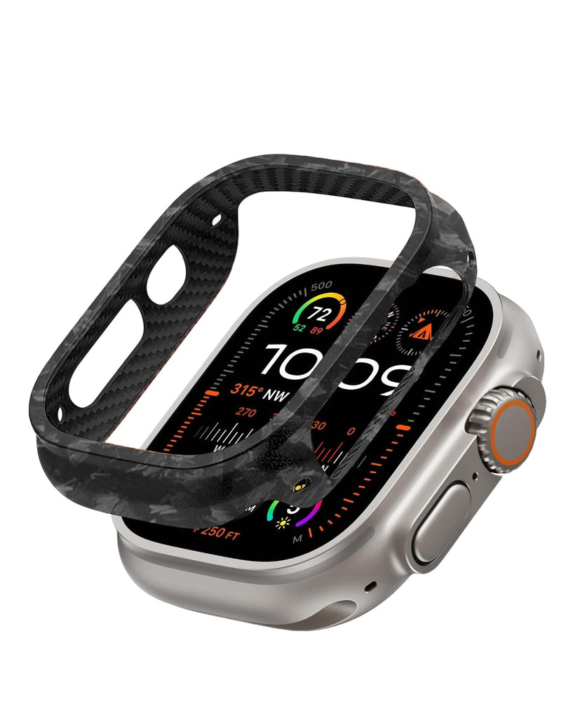 Carbon Fiber Case for Apple Watch Ultra 3/2/1 Case, Exquisite Minimalist Slim Apple Watch Ultra Case 49mm - Aramid Fiber Made, Black/Grey(Randon Weave)