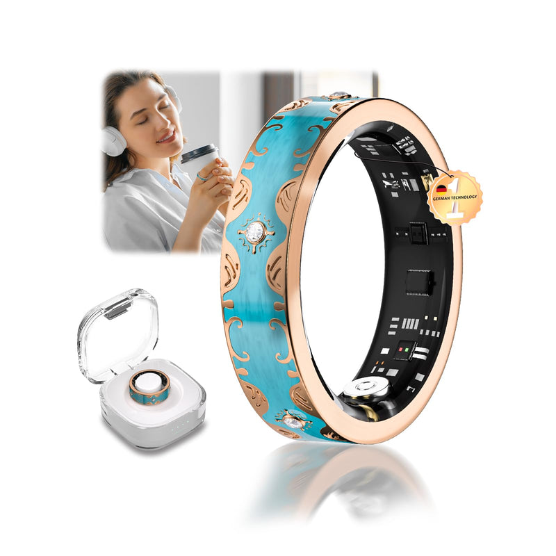 Diamond Smart Ring and Wireless Charging Case 【Industry Rank 1-10 Measurement Error】 Smart Ring for Women for man - Advanced Health Tracker for Wellness and Activity Tracking, Blue 10#