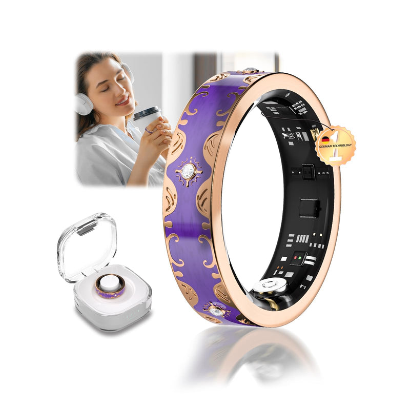 6 Gen Diamond Smart Ring and Wireless Charging Case 【Industry Rank 1-0 Measurement Error】 2026 Smart Ring for Women - Advanced Health Tracker for Wellness and Activity Tracking, Purple 10#