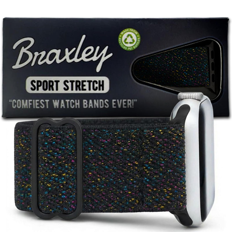 Braxley Bands for Apple Watches - Stretchy and Washable - Adjustable with Apple Watch Bands for Women & Men - Compatible with Apple Watch Series SE Ultra 9 8 7 6 5 4 3 2 1 Onyx 44mm / 45mm / 46mm / Ultra