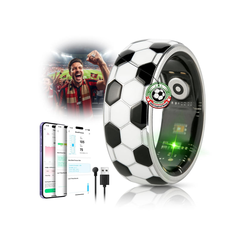 Smart Ring & Wireless Charging Case【Pro Athlete Grade – Precision Sports Tracking】2026 World Tournament Soccer Fan Smart Ring for Women & Men, Fitness Wearable Device for Training & Sleep Tracking 10#