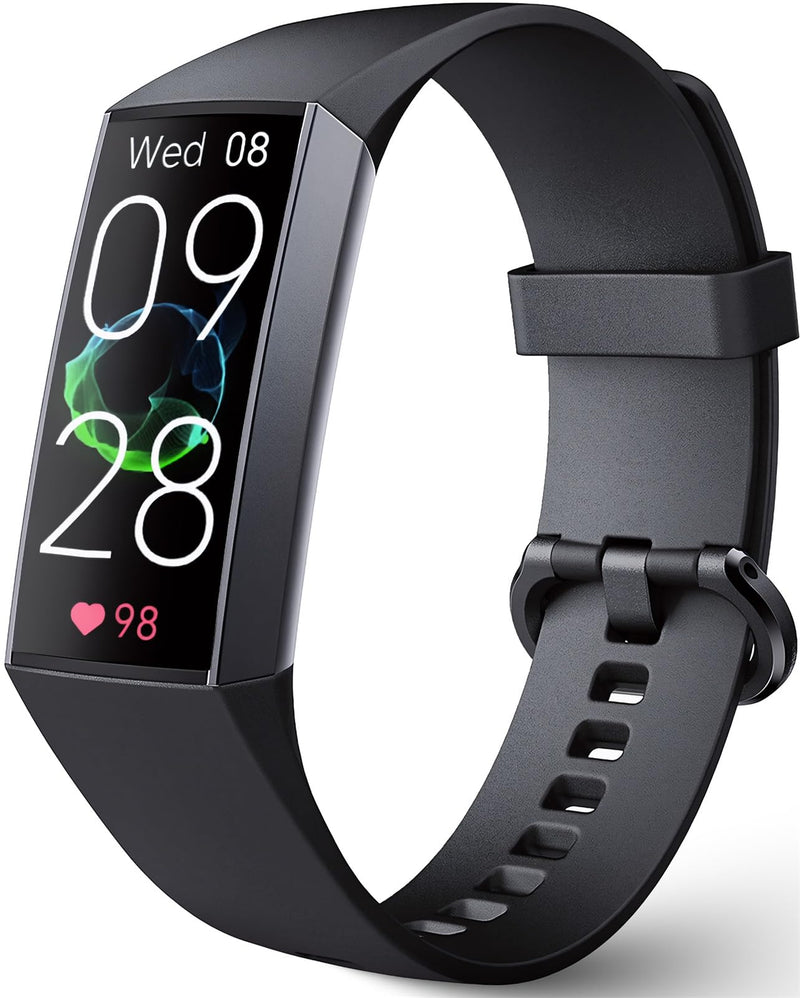 KPEP Fitness Tracker with 24/7 Heart Rate/SpO2/Blood Pressure/Sleep Monitor | 24 Sports Modes Activity Tracker with 1.13" AMOLED Screen, IP68 Waterproof Step Counter for Android iPhones Men Women Black
