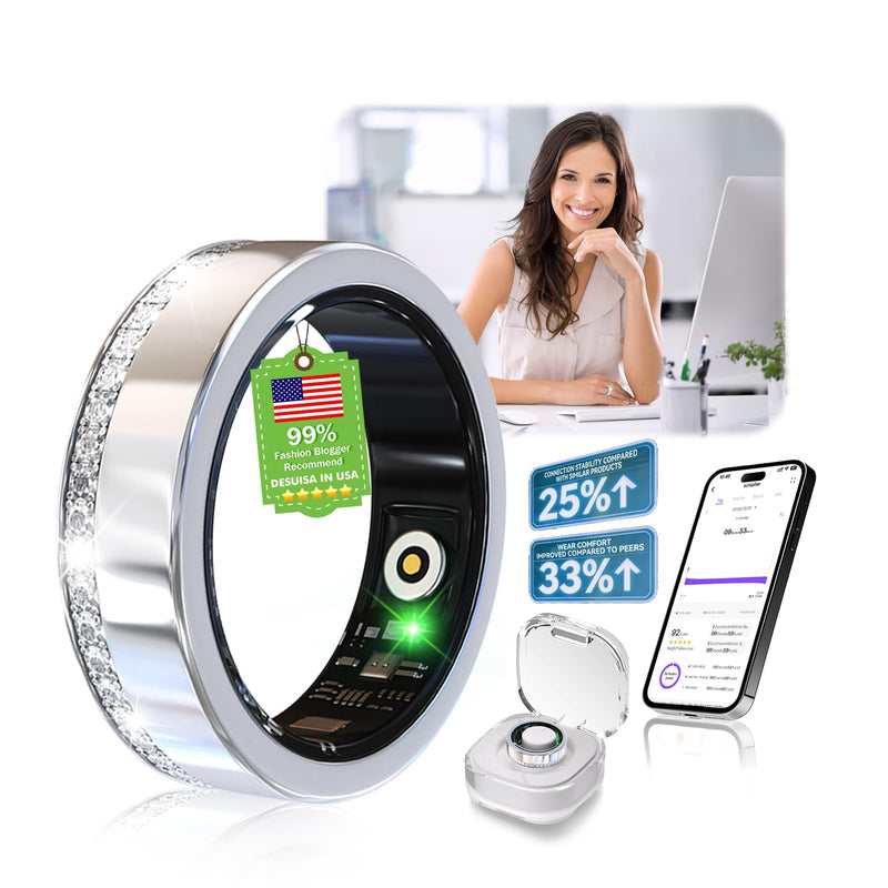 10 Gen Diamond Smart Ring and Wireless Charging Case【Industry Ranking No.1 – 0 Measurement Error】 2026 Smart Ring for Women & Men for Sleep Tracking Wearable Device,Fitness Ring 8#
