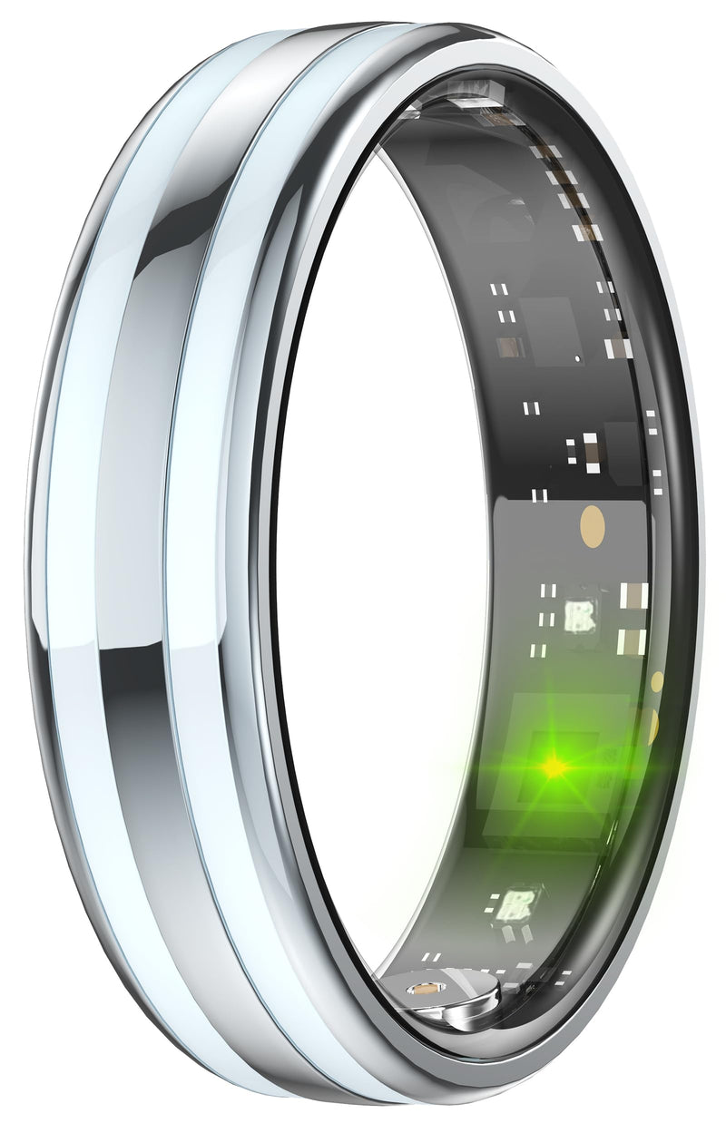 Yihou Smart Ring for Men Women, Health & Fitness Tracker, Ultra-Thin 6.3mm | Sleep insights, heart rate monitoring, gesture control, ceramic-metal body, waterproof design, activity tracking Silver #7(2.17 inch)