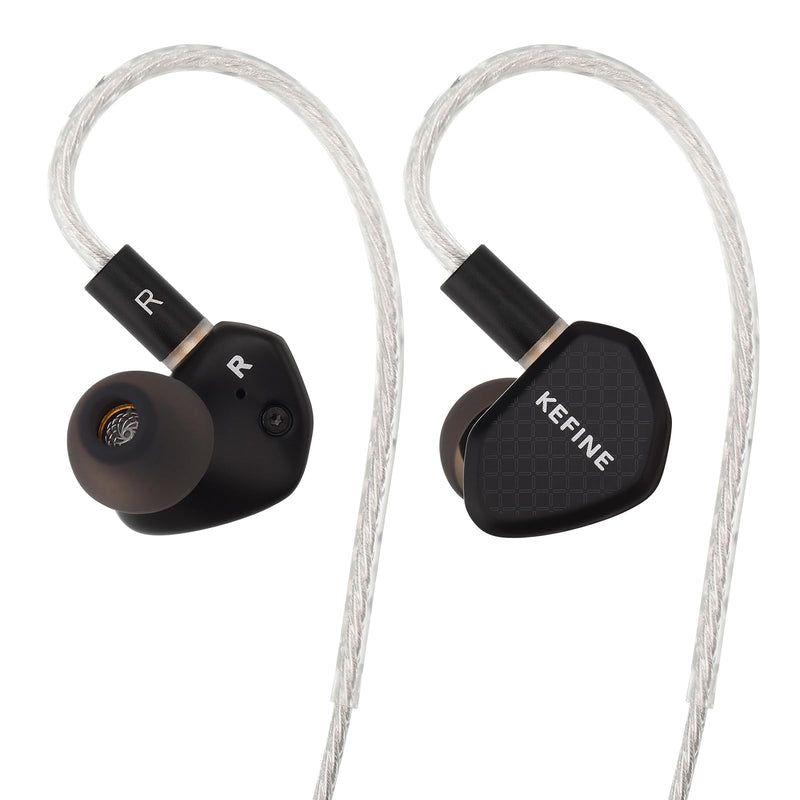 KEFINE Klean in-Ear Monitors, IEMs for Gaming, 10mm DLC Diaphragm Dynamic Driver Earphones, Dual-Cavity IEMs with Silver-Plated Copper Cable, 3.5mm Wired Earbuds (Black, No Mic 3.5mm) Black
