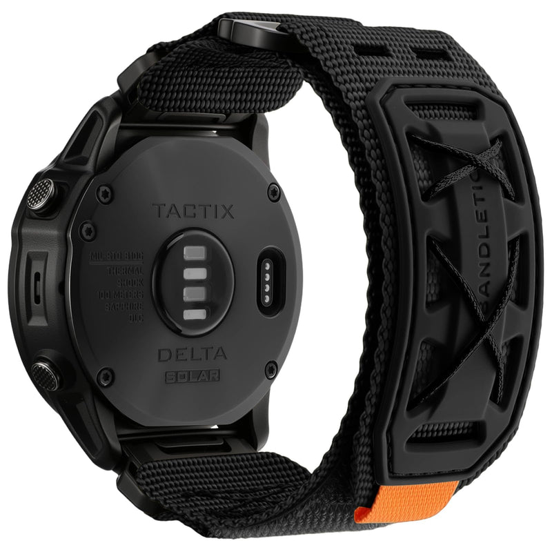 Bandletic 26mm Quick Fit Watch Band Compatible with Garmin Fenix 7X 6X Pro | Nylon Strap Replacement for Fenix 8 51mm/5X Plus/3 HR/Instinct 2X Solar 3 50mm/Enduro/Tactix/Epix Pro2/Quatix 8 51mm/D2 Black 26mm - Large (7.1"-7.9")