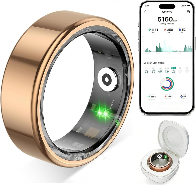 Smart Ring for Women Men,Fitness Tracker (Gold,6)