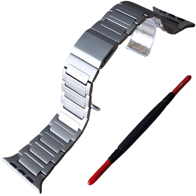 H-Link Titanium Bracelet Watch Band Compatible with Apple Watch Ultra 3/2/1 49mm/Series 10 46mm, 22mm Wide Adjustable Links with M-Clasp Buckle Connectors DLC Coating.(Modal:APT 01H)