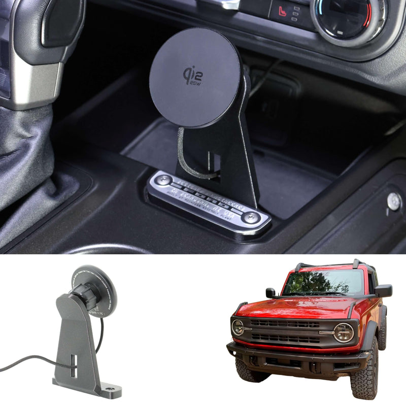 Wireless Charger Phone Mount Compatible with Ford Bronco 2021-2026 - 360° Tilt Swivel Adjustable Phone Holder for Bronco Accessories - for MagSafe Compatible Phones - 25W Fast Charging.